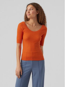 Vero Moda Vero Moda Sweter 10277850 Pomarańczowy Regular Fit