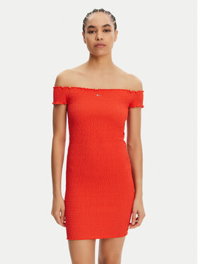Tommy Jeans Tommy Jeans Rochie de vară DW0DW20298 Portocaliu Slim Fit