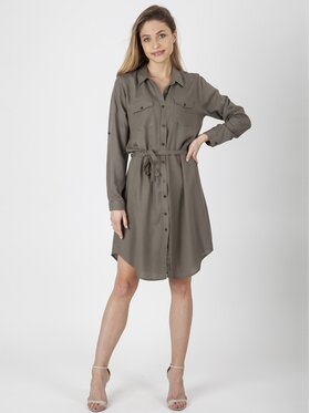 Perso Perso Sukienka codzienna RBE910009F Khaki Regular Fit