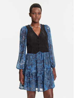 Desigual Desigual Ежедневна рокля Chaleco 25WWVW27 Син Regular Fit