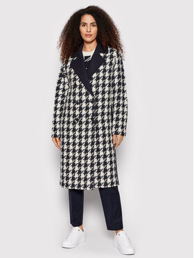 Tommy Hilfiger Tommy Hilfiger Vilnonis paltas Blend Houndstooth WW0WW32577 Tamsiai mėlyna Relaxed Fit