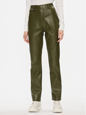 Brave Soul Brave Soul Kalhoty z imitace kůže LTRW-225MILEYKHA Khaki Regular Fit