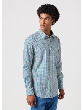 Wrangler Wrangler Koszula LS 1 PKT SHIRT Niebieski Regular Fit