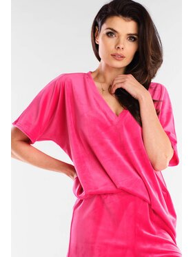 Awama Awama Bluzka A416 Różowy Basic Fit