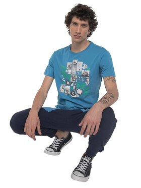 Converse Converse T-Shirt Vintage Collage Niebieski Regular Fit