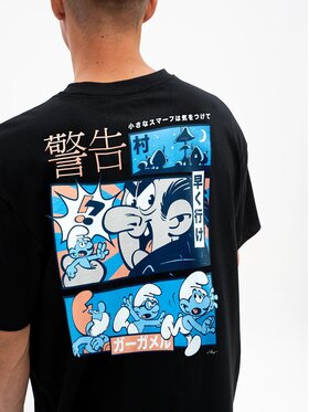 Smerfy Smerfy T-Shirt Koszulka Z Krótkim Rękawem Oversize Męska Czarna Smerfy Escape M Czarny Oversize