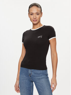Tommy Jeans Tommy Jeans Tričko Signature DW0DW17377 Čierna Slim Fit