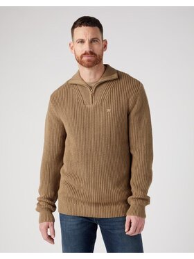 Wrangler Wrangler Sweter HALF ZIP KNIT Beżowy Regular Fit