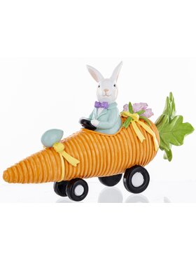 MIAhome MIAhome Figurka królik AUTOMOBILISTA na marchewce 12,5x22x6 cm Kolorowy