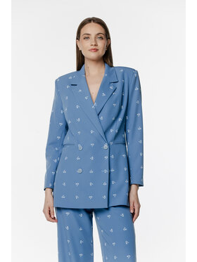 Pilawski Pilawski Marynarka MARYNARKA NIEBIESKA MONOGRAM DAMSKA Błękitny Slim Fit