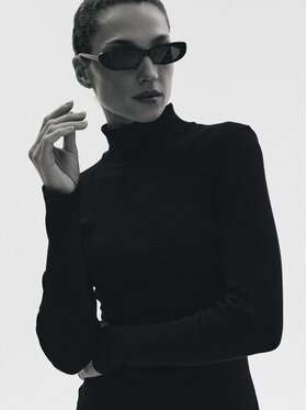 Nudyess Nudyess Sukienka codzienna Askja z prążka Czarny Slim Fit