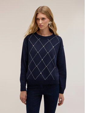 Motivi Motivi Sweter M702W004432N0Z4 Niebieski Regular Fit