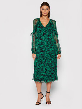 Nissa Nissa Коктейлна рокля RC12496 Зелен Regular Fit