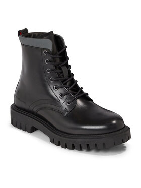 Tommy Hilfiger Tommy Hilfiger Trapper stila apavi Premium Casual Chunky Lth Boot FM0FM04756 Melns