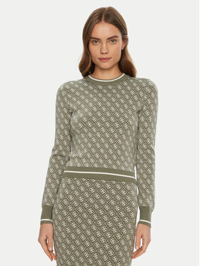 Guess Guess Sweter W4BR21 Z37K0 Zielony Regular Fit
