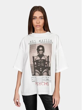 MADE BY SOCIETY MADE BY SOCIETY T-Shirt PSYCHO - T28031 Biały Basic Fit