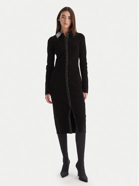 Patrizia Pepe Patrizia Pepe Плетена рокля 2A2982 K215 Черен Regular Fit