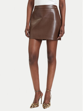 Guess Guess Dirbtinės odos sijonas W6YD09 W2902 Ruda Regular Fit