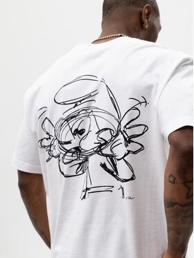 Smerfy Smerfy T-Shirt Koszulka Z Krótkim Rękawem Oversize Męska Biała Smerfy Zgrywus Sketch M Biały Oversize