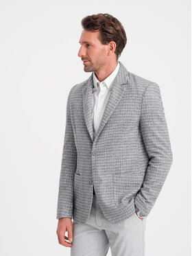 Ombre Ombre Marynarka OM-BLZB-0117 Szary Classic Fit