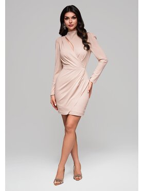 Ombre Ombre Sukienka wieczorowa LA-OM-DLR086 Beżowy Regular Fit