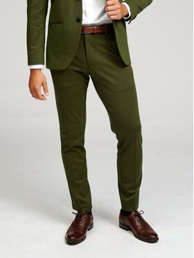 TeeShoppen TeeShoppen Spodnie garniturowe 'Perform Collection' Zielony Slim Fit
