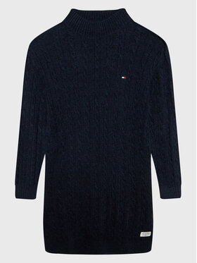 Tommy Hilfiger Tommy Hilfiger Sukienka dzianinowa Chenille Cable KG0KG06872 Granatowy Regular Fit