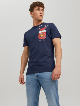 Jack&Jones Jack&Jones T-Shirt Christmas 12221436 Σκούρο μπλε Regular Fit