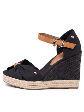 Tommy Hilfiger Espadrile Basic Opened Toe High Wedge FW0FW04784 Črna