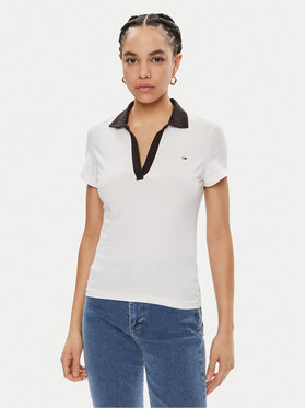 Tommy Jeans Tommy Jeans Polo Contrast DW0DW17225 Biały Slim Fit
