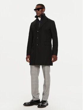 BOSS Boss Gyapjú kabát H-Hyde 50502255 Fekete Slim Fit