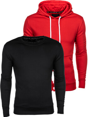 Ombre Ombre Souprava 2 mikiny Z54 Černá Regular Fit