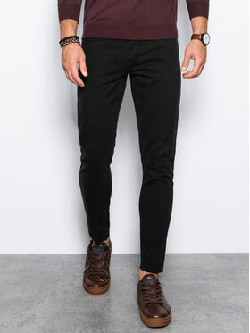 Ombre Ombre Spodnie materiałowe P1059 Czarny Slim Fit