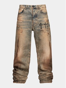 MADE BY SOCIETY MADE BY SOCIETY Spodnie materiałowe DISTORTION WASH - P17238 Niebieski Basic Fit