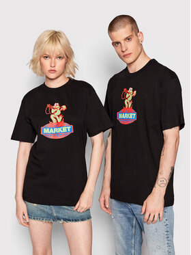 Market Market Тишърт Unisex Gone Camping 399001072 Черен Relaxed Fit