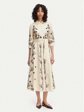 Marella Marella Sukienka koszulowa Banda 2613221232 Beżowy Regular Fit