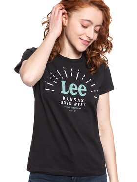 Lee Lee T-Shirt SEASONAL LOGO TEE Czarny Slim Fit