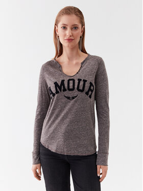 Zadig & Voltaire Zadig & Voltaire Bluzka Tunisien Chine Overdyed JWTN00405 Szary Regular Fit