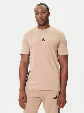 adidas adidas Tričko Essentials 3-Stripes JX0734 Béžová Regular Fit