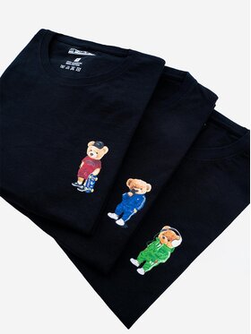MyStars MyStars Komplet t-shirtów Zestaw 3 MISIE T-Shirtów Męskich Czarny My Stars Bear XL Czarny Regular Fit