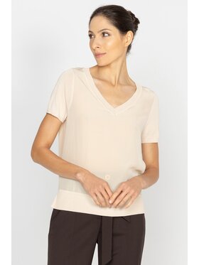 Deni Cler Milano Deni Cler Milano Bluzka T-DC-1276-D5-80-13-1 Kremowy Regular Fit