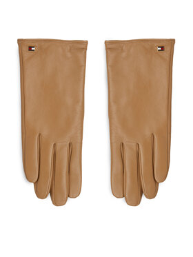 Tommy Hilfiger Tommy Hilfiger Dámské rukavice Essential Flag Leather Gloves AW0AW15360 Béžová
