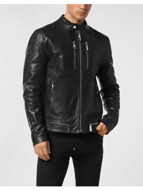 PHILIPP PLEIN PHILIPP PLEIN Kurtka skórzana 26993 Czarny Slim Fit