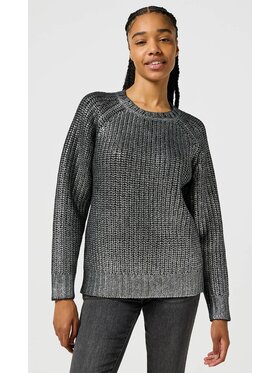 Wrangler Wrangler Sweter Folied Sweater Srebrny Basic Fit
