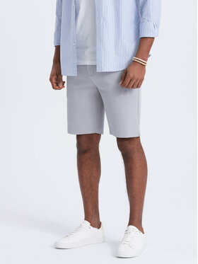 Ombre Ombre Šortky z materiálu OM-SRCS-0126 Šedá Slim Fit