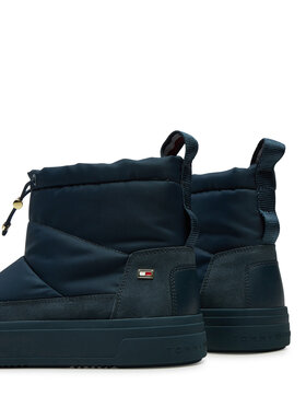 Tommy Hilfiger Škornji Za Sneg Flag Nylon Mini Snowboot FW0FW08334 Mornarsko Modra