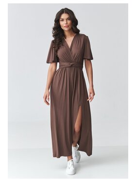 Makadamia Makadamia Sukienka codzienna M929 Brązowy Loose Fit
