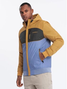 Ombre Ombre Kurtka przejściowa OM-JANP-0194 Niebieski Regular Fit