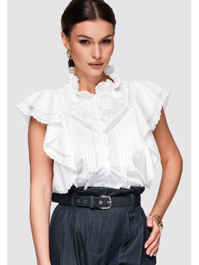 Ombre Ombre Koszula OW-SH-E0004 Biały Loose Fit