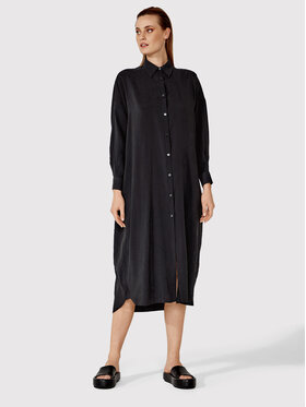 Simple Simple Košeľové šaty SUD016 Čierna Relaxed Fit